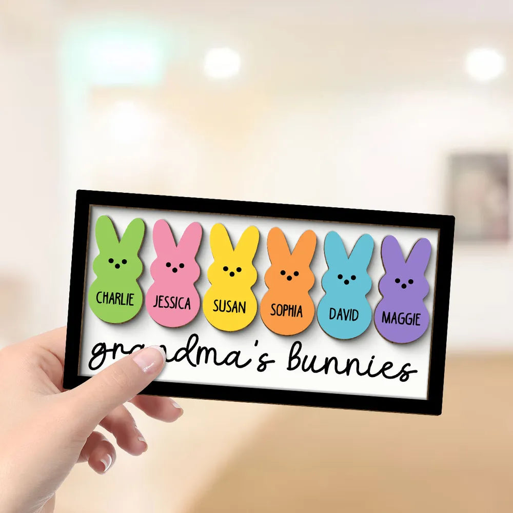 Grandma Mom Peeps Easter Gift - Personalized 2-layer Wooden Plaque - Easter Gift For Mom, Grandma