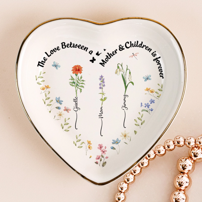 The Love Between A Mother & Children Is Forever - Personalized Jewelry Dish - Gift For Mom