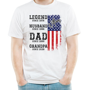 Custom Patriotic Grandpa Shirt, Fathers Day Gift for Dad Grandpa, USA 250th Anniversary Tee, Personalized American Flag Family Shirt