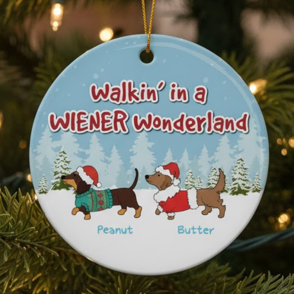 Dog Christmas Dachshund Wiener Wonderland - Personalized Ornament - Decorative Christmas Ornament