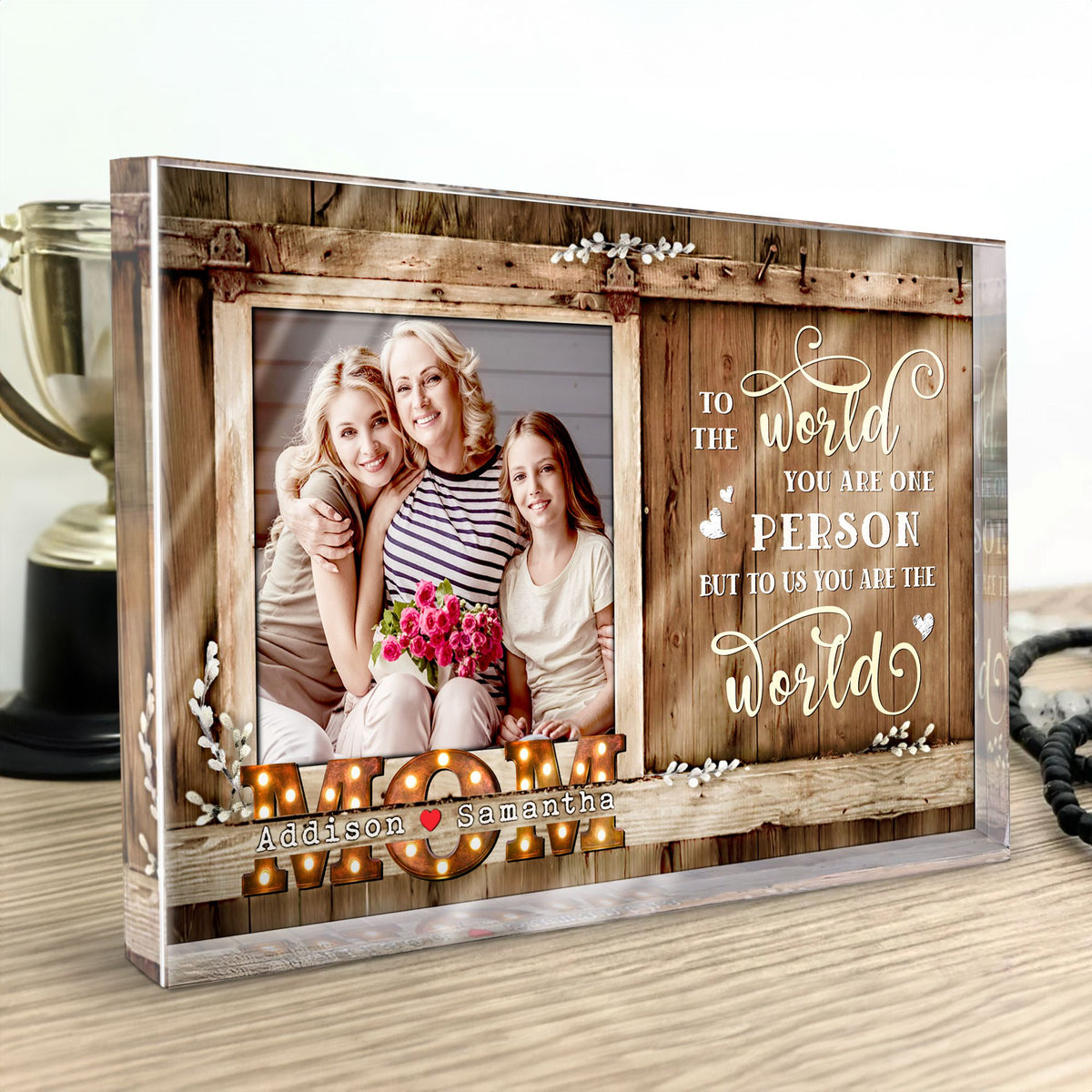 A Mother's Love Is The Heart Of A Family - Personalized Acrylic Plaque - Gift For Mom, Mother's Day, Birthday Gift