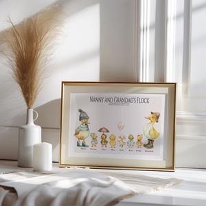Nana Papa's Flocks, Gift For Grandma Grandpa, Duck Family Canvas, Mother's Day Wall Art Home Decoration