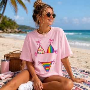 Comfort Colors Bikini Shirt Summer Swimsuit Graphic Tee Beach Girls Trip Vacation Group TShirt Coastal Bachelorette Party Matching Outfit