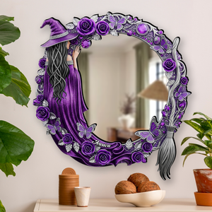 Quirky Witch - Personalized Shaped Mirror - Gifts For Witch Lovers, Halloween Gift