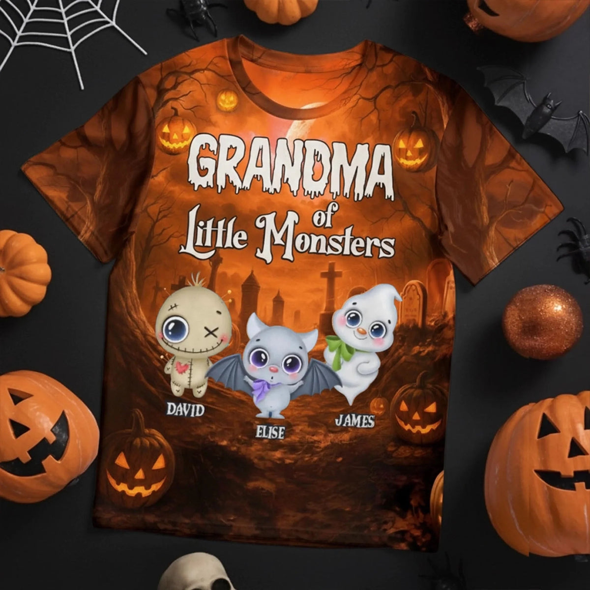 Grandma Of Little Monsters - Personalized 3D Apparel - Halloween Gift For Mom Grandma, Nana & Kids