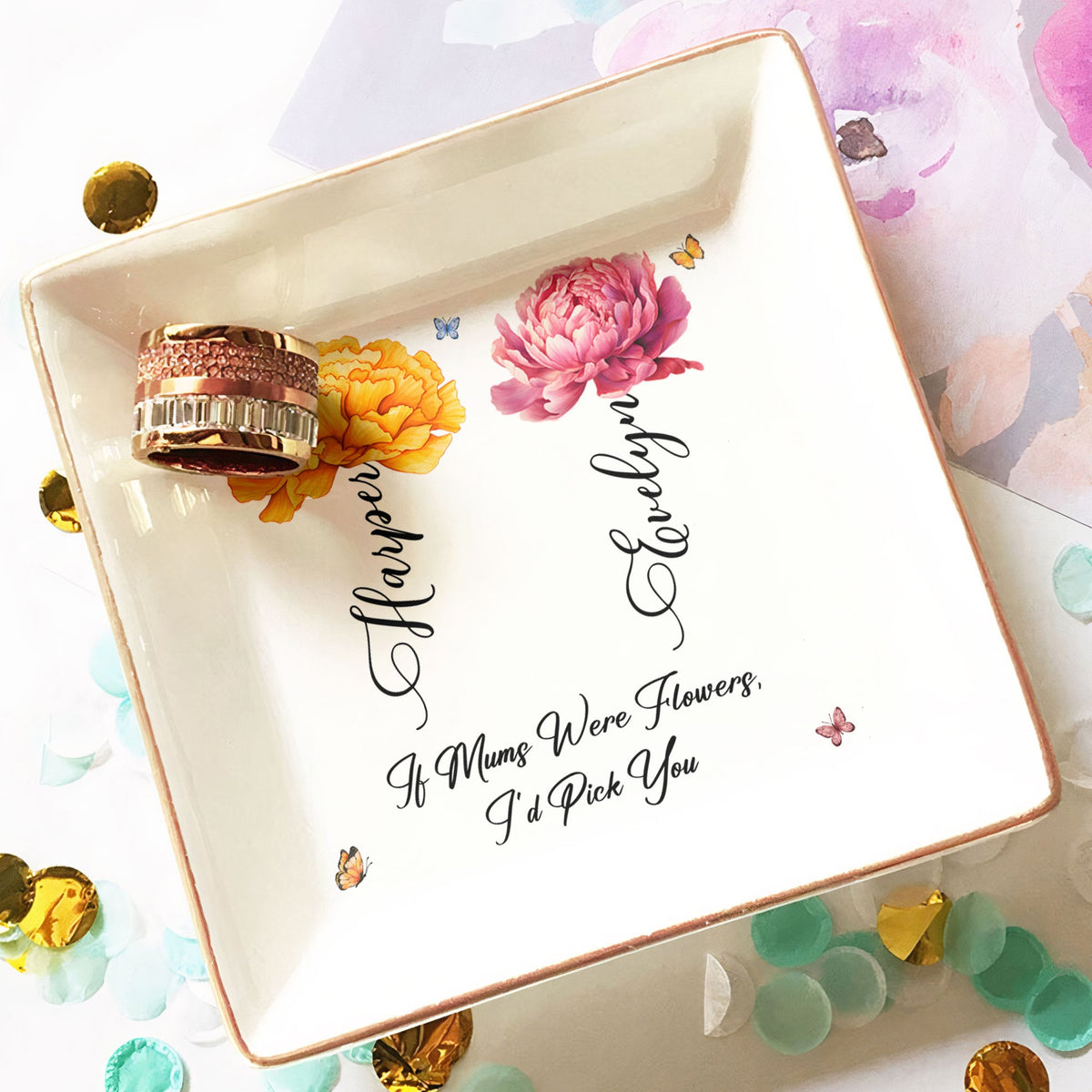 If Moms Were Flowers - Personalized Jewelry Dish - Mother's Day, Birthday Gift For Mom, Mommy, Mama