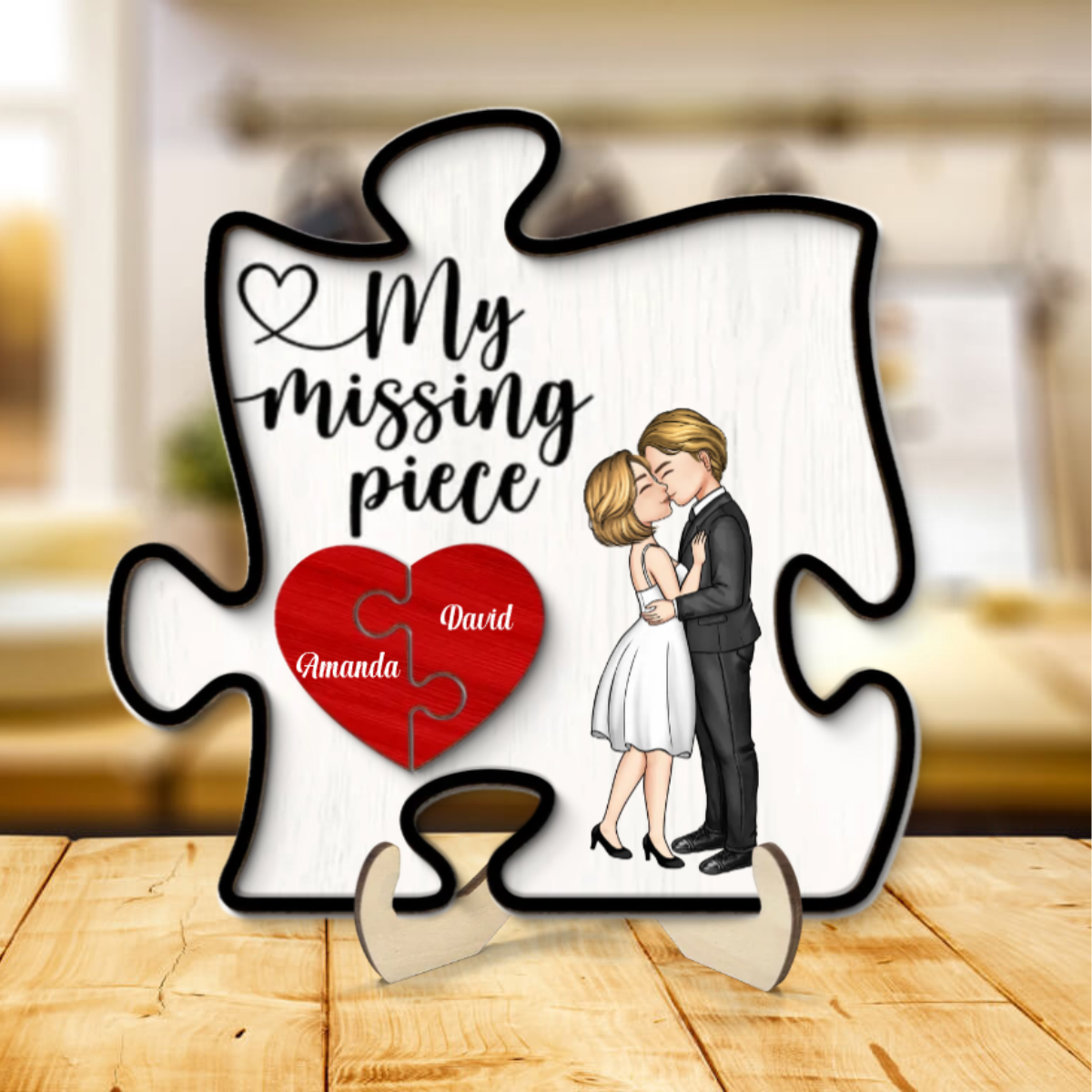 My Missing Piece Romantic Couple Puzzle Piece - Personalized Picture Frame - Anniversary Gift For Couple