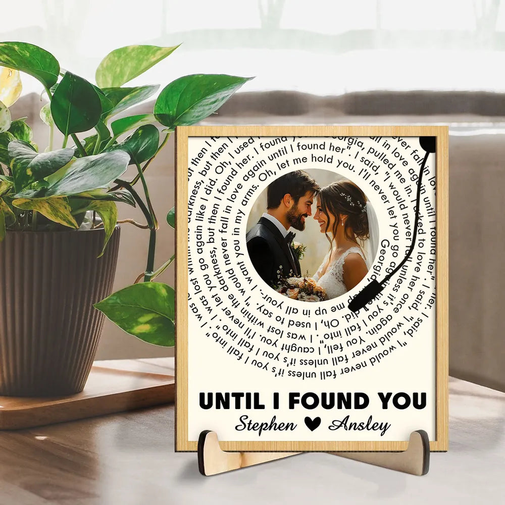 Custom Couple Photo And Favorite Spiral Song Lyrics - Personalized Wooden Plaque - Valentine's Day Gift For Couple
