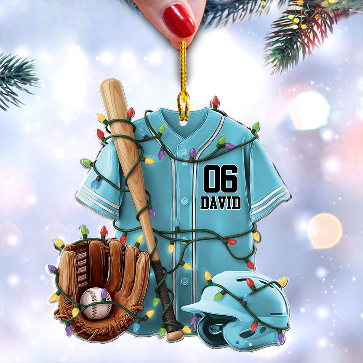 Baseball Uniform & Helmet - Personalized Acrylic Ornament - Christmas Gift For Baseball Lovers