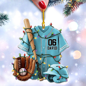 Baseball Uniform & Helmet - Personalized Acrylic Ornament - Christmas Gift For Baseball Lovers