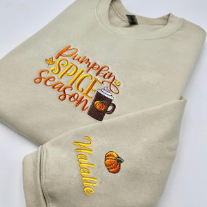 Pumpkin Spice Season - Embroidered Sweatshirt - Fall Sweatshirt, Autumn Season