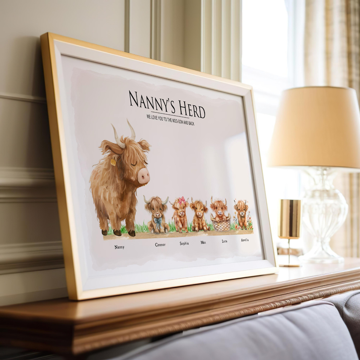 Nana Papa's Herds Love You To The Moo-oon And Back, Gift For Grandma Grandpa, Duck Family Canvas, Mother's Day Wall Art Home Decoration