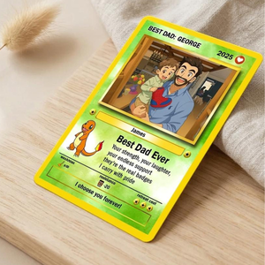 Custom Anime Photo Poke Card | Personalized Father's Day Trading Card | Poke Dad Birthday Gift