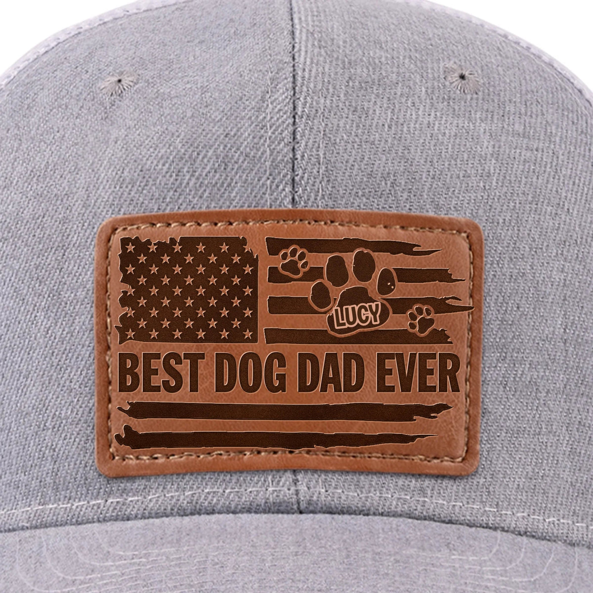 Best Dog Dad Ever - Personalized Leather Label Net Hat - Gift For Dog Dad, Dog Lovers