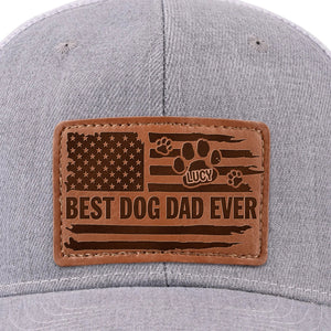 Best Dog Dad Ever - Personalized Leather Label Net Hat - Gift For Dog Dad, Dog Lovers