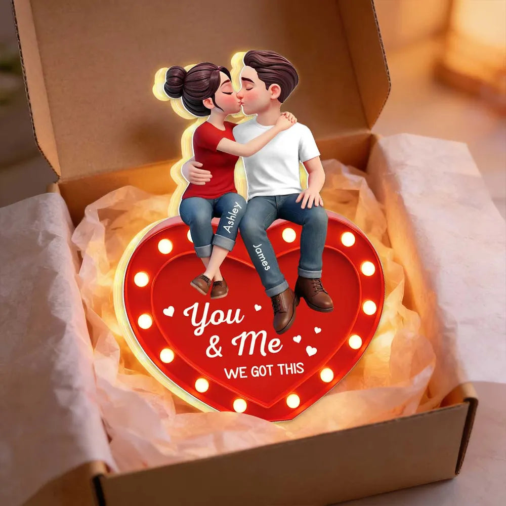 You & Me We Got This Kissing Couple - Personalized Acrylic Light Box - Valentine's Day Gift For Couple, Anniversary Gift