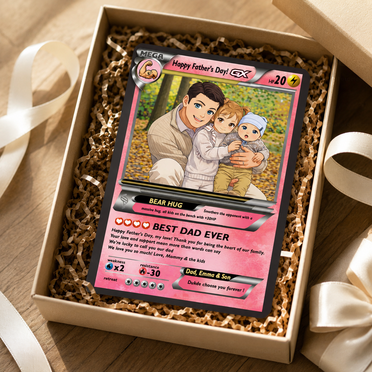 Personalized Poke Card for Dad, Father s Day Gift for Him, Custom Trainer Card, Anime Style Poke Trading Card