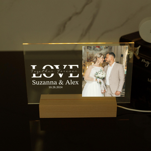 Love Together Forever, Custom Photo LED Light Wooden Base, Acrylic Picture Frame, Couple Photo Stand, Wedding Photo Sign, Wedding Gifts, Couple Picture Gifts