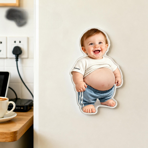 Personalized Baby Face Squishy Belly Fridge Magnet, Custom Kid's Photo Squeeze Magnet, Kitchen Decor