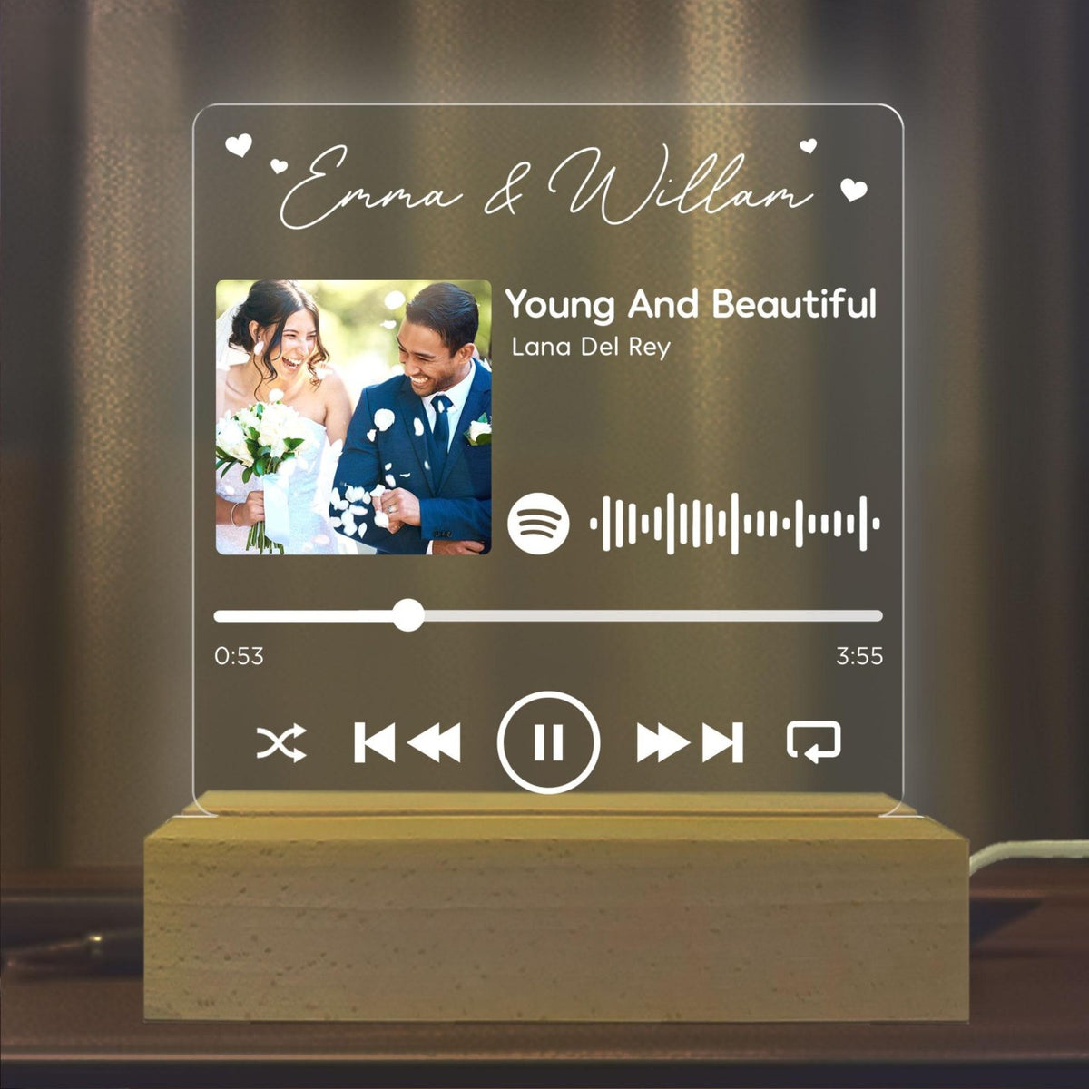 Custom Song Couple Night Light, Our Love Story Gift, Anniversary Gifts, Romantic Gift For Couple, Valentines Day Gift For Couple