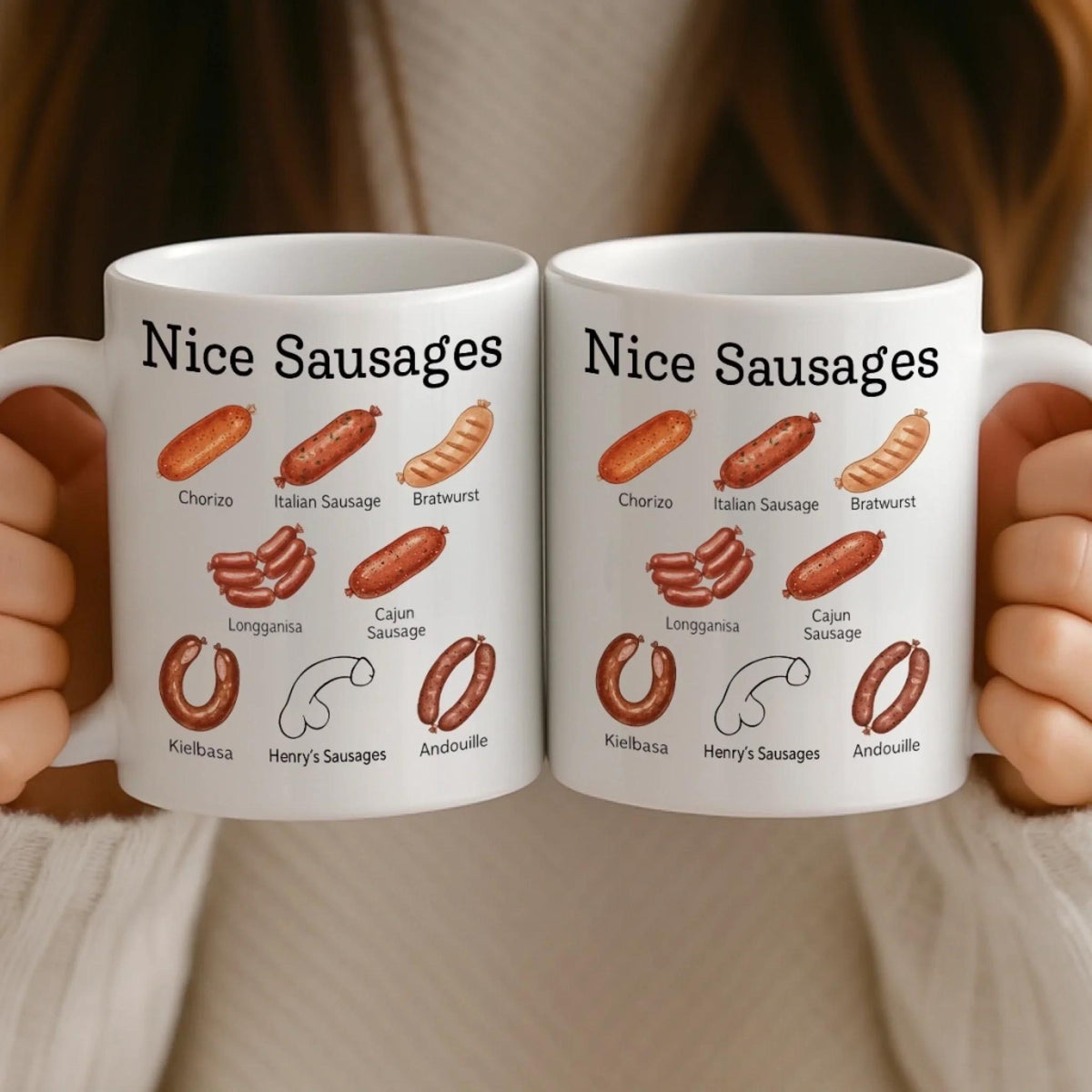 The Anatomy Of Greatness, Nice Sausages, Personalized Mug, Funny Christmas Birthday Gifts For Husband, Coworkers, Friends