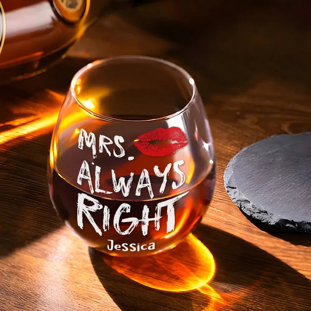 Mr And Mrs Right - Personalized Wine Glass - Valentine's Day Gift, Anniversary Gift For Couple