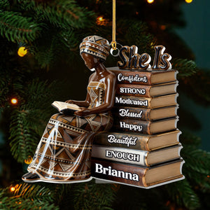 God Says She Is Black Girl - Personalized Acrylic Ornament - Christmas Gift