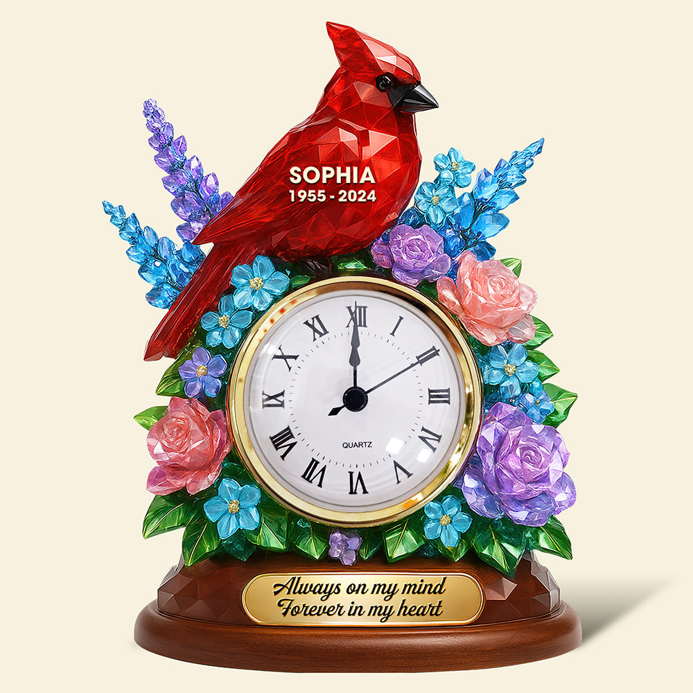 Memorial Desk Clock Plaque - Personalized Acrylic Clock - Memorial Gift