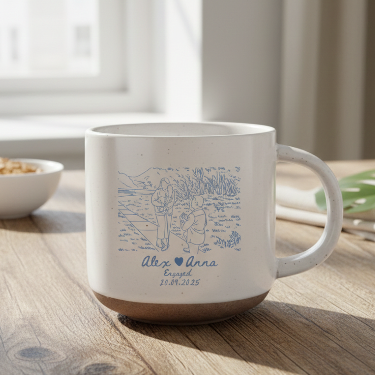 Custom Couple Portrait Pottery Mug, Valentine Gift, Anniversary Gift for Couple, Couple Drinkware Gift, Engagedment, Wedding Gift