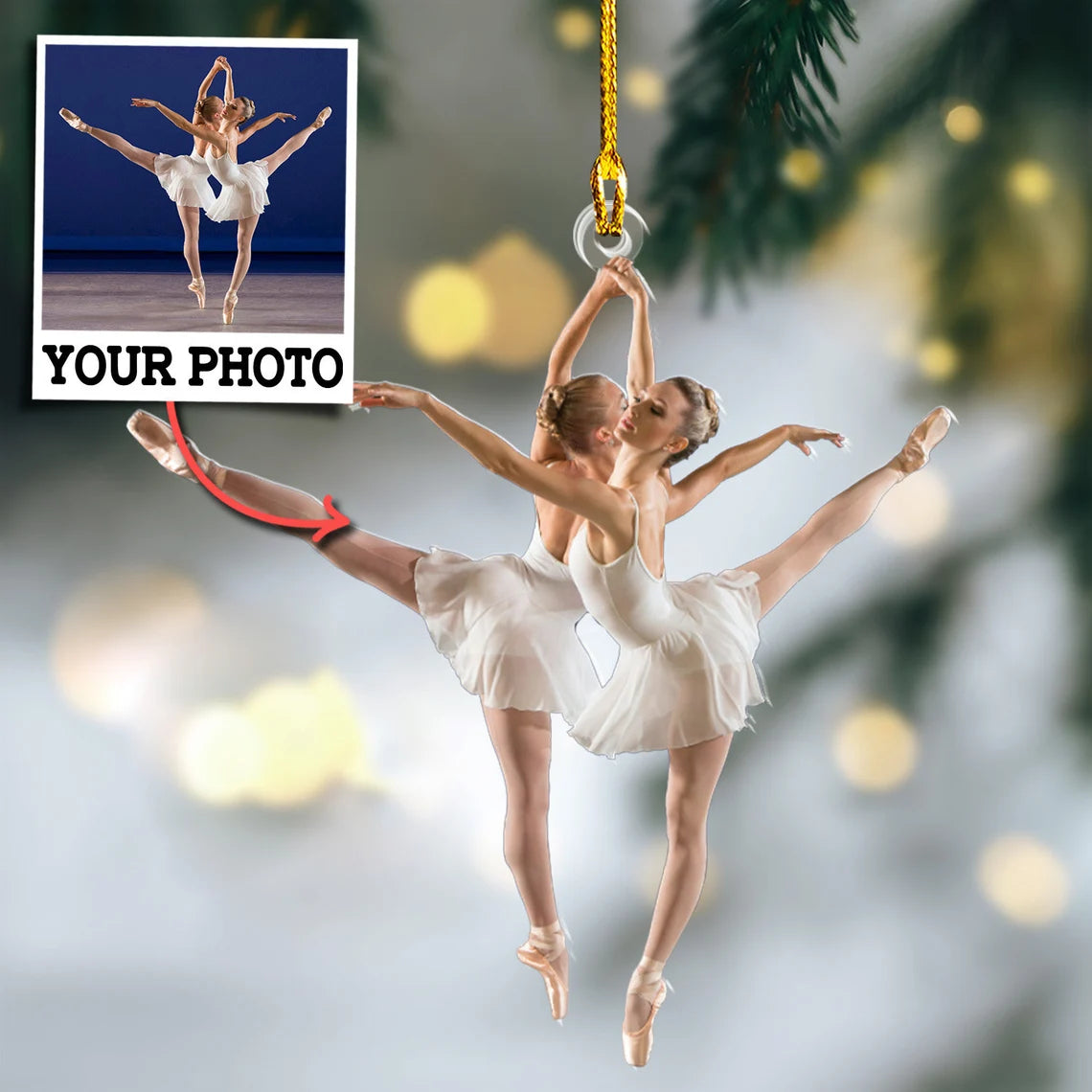 Custom Photo Gifts For Ballerina, Upload Ballet Photo Christmas Ornament