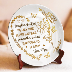 To My Daughter Watching You Being A Mom Golden Line Art - Personalized Ceramic Plate - Gift For Daughter, Birthday Gift, Mother's Day Gift