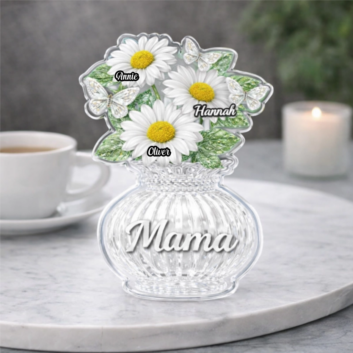 Custom Daisy Acrylic Block, Personalized Mother's Day Gift for Mom & Grandma with Kids' Names