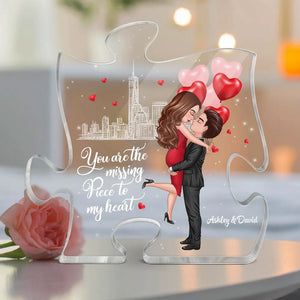 You Are The Missing Piece To My Heart - Personalized Puzzle Shape Acrylic Plaque - Anniversary Gift, Valentine's Day Gift For Couple