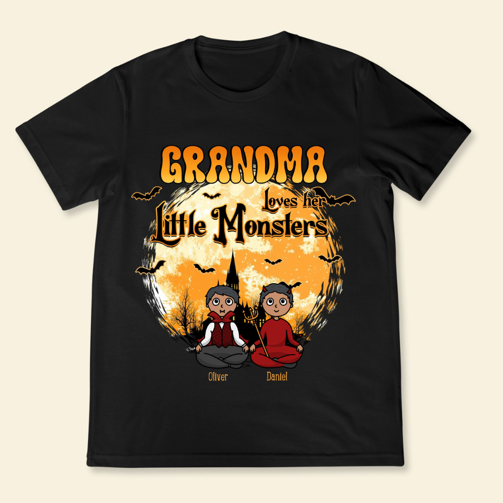 Grandma Loves Her Little Monsters - Personalized Shirt - Halloween Gift For Grandma, Nana