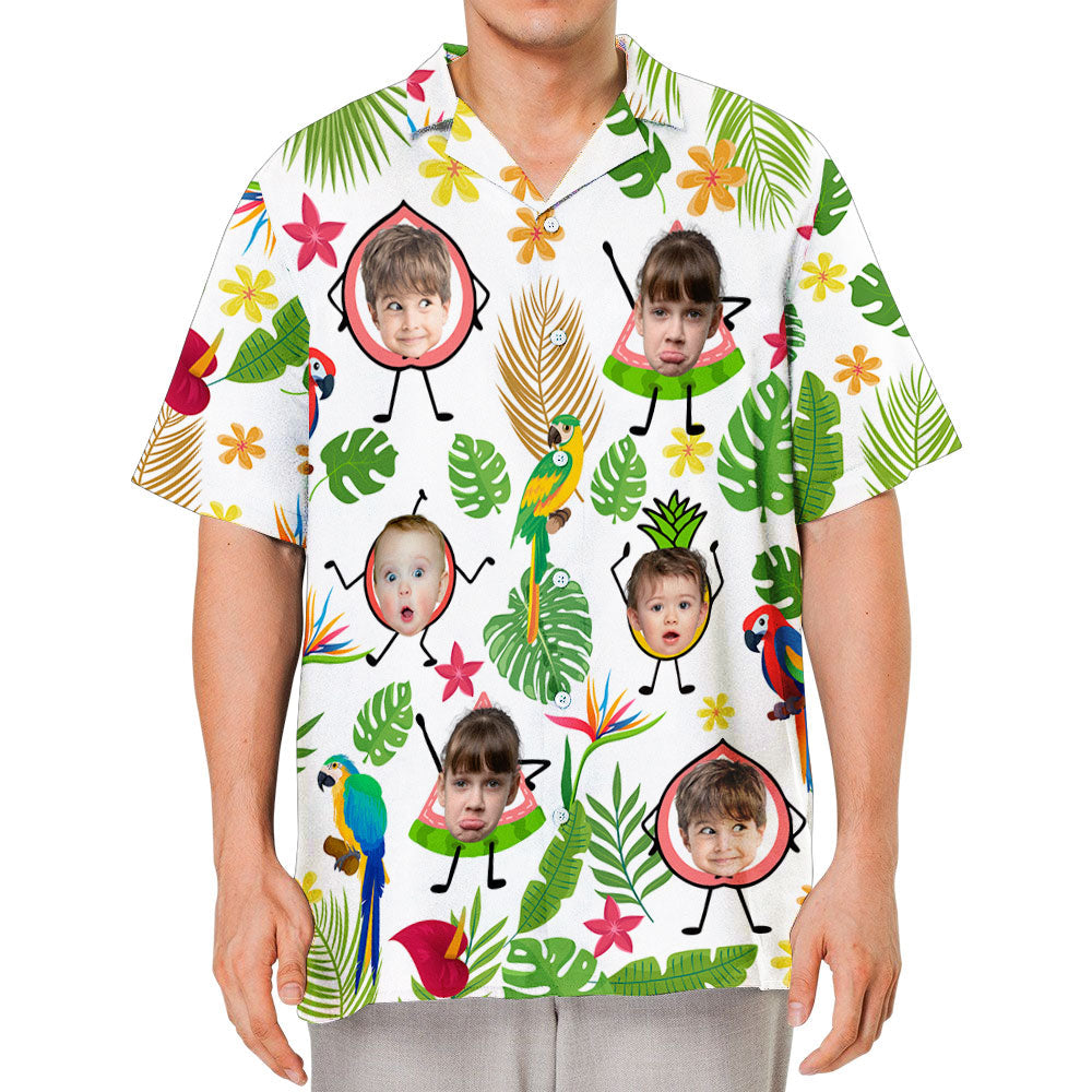 Tropical Fruit Piece Custom Kid's Face - Personalized Hawaiian Shirt - Gift For Dad, Papa, Father's Day, Birthday Gift