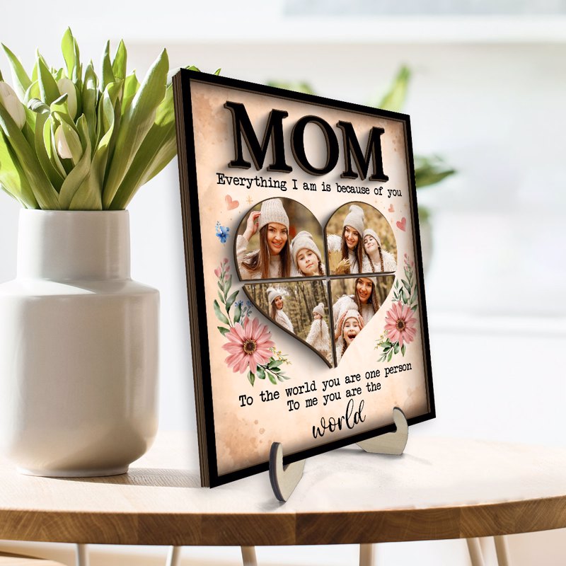 Mom You Are The World Photo Collage - Personalized Picture Frame - Gift For Mom, Mother's Day, Birthday Gift