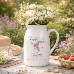 Birthday Gift for Her, Every Chapter Custom Name Ceramic Flower Vase, Birth Month Flower Vase, Personalized Birthday Gift for Daughter