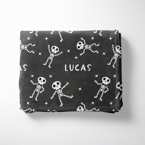Dancing Skeleton Halloween Name Blanket, Custom Name Blanket, Halloween Personalized Gift, Cute Halloween Gift