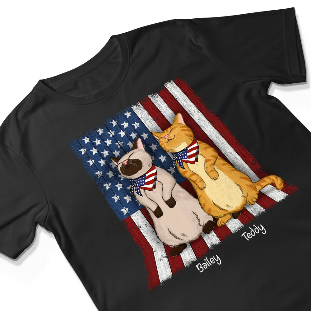 Nation Flag Standing Cat - Personalized Apparel - 4th Of July Independence Day Gift For Cat Mom, Cat Dad