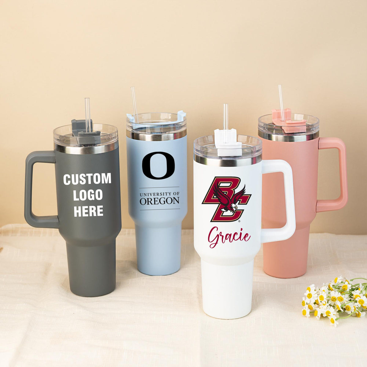Personalized College Logo Tumbler, Graduate Gift 2026, 40oz Stainless Steel