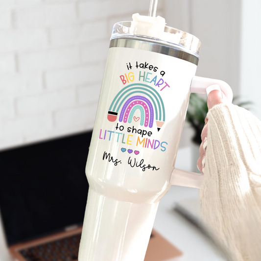 Personalized Teacher Tumbler, Custom 40oz Teacher Tumbler, Teacher Appreciation Gifts, It Takes a Big Heart to Shape Little Minds Teacher Tumbler banner-3_b3acaadd-ebb5-4741-bf16-4f8bb2394b29.png