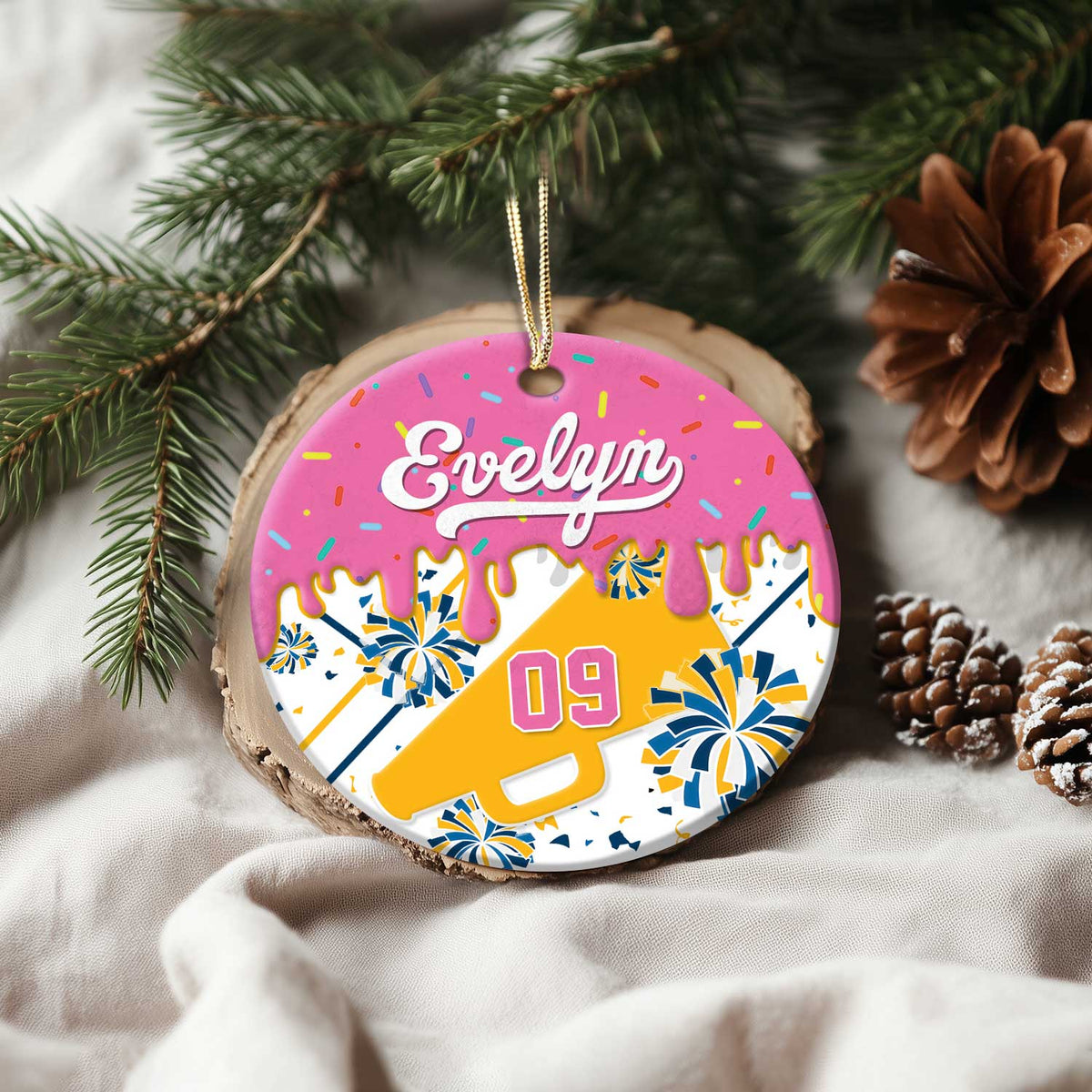 Personalized Cheerleader Ornament, Custom Name & Number Cheerleading Gift, Cheerleader Christmas Ornament, Cheerleader Keepsake Gift