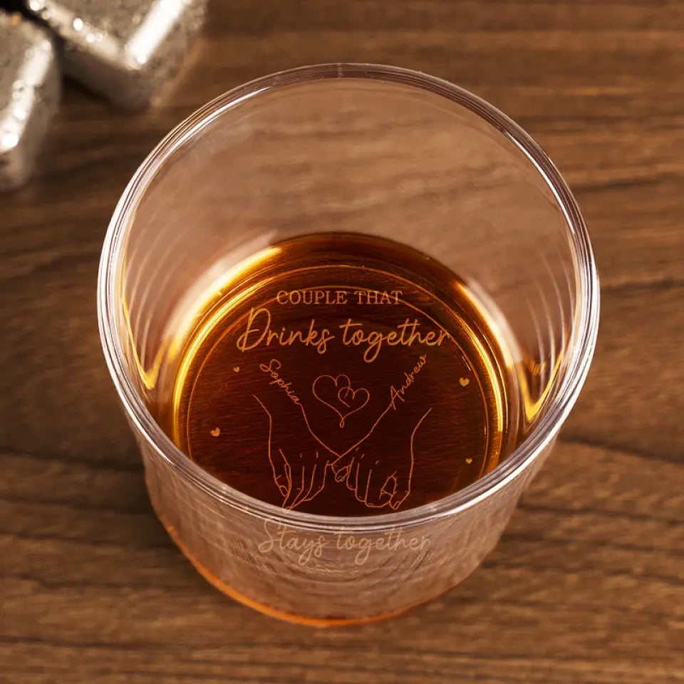 Couple That Drinks Together Stays Together - Personalized Whiskey Glass - Gift For Husband Wife