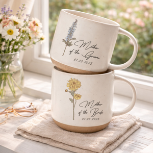 Personalized Wedding Gift For Mother Of The Bride & Groom, Mother's Day Gift For Mom, Birth Month Flower Mug, Mother of the Bride Ceramic Mug