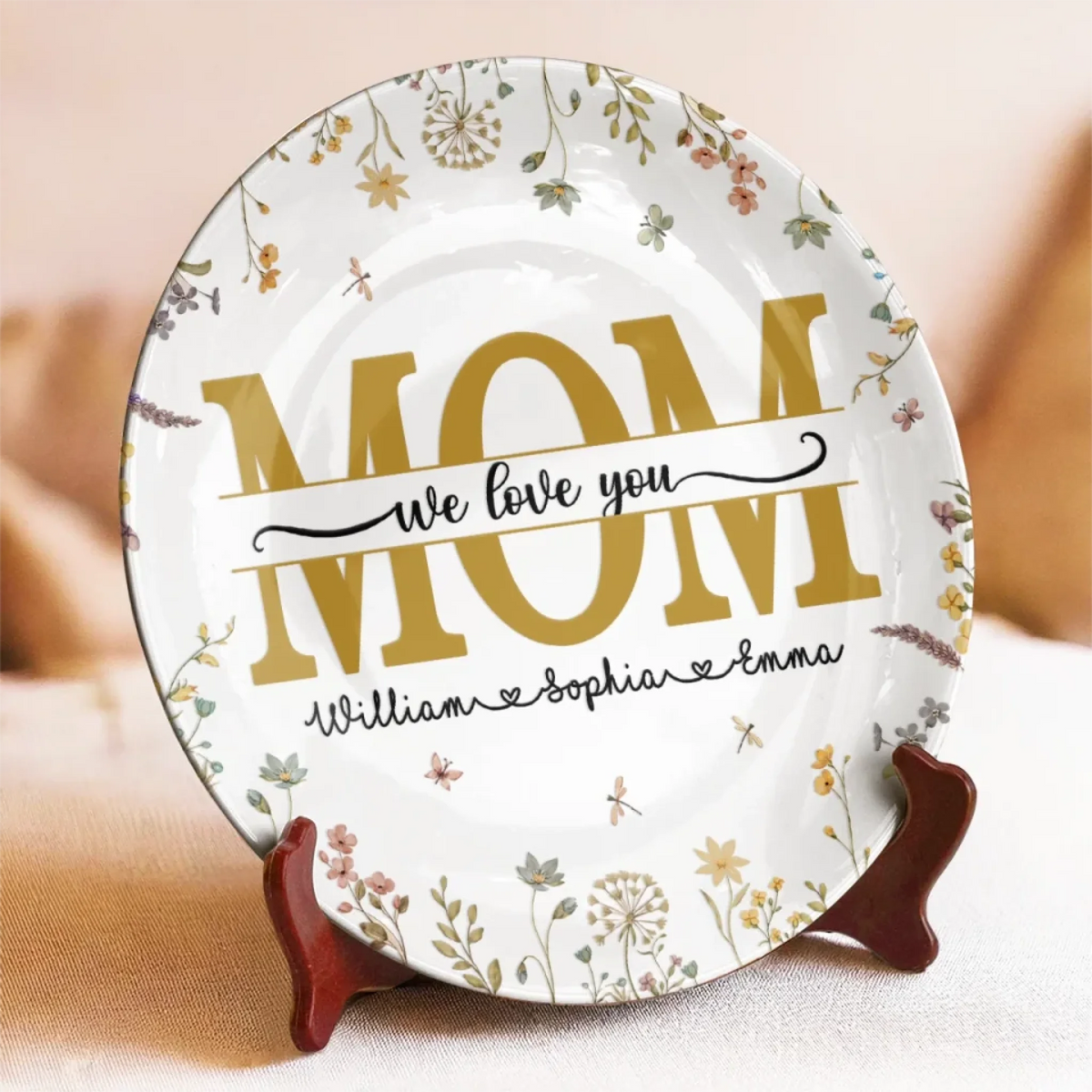Mom We Love You - Personalized Ceramic Plate - Gift For Mother, Birthday Gift, Mother's Day Gift
