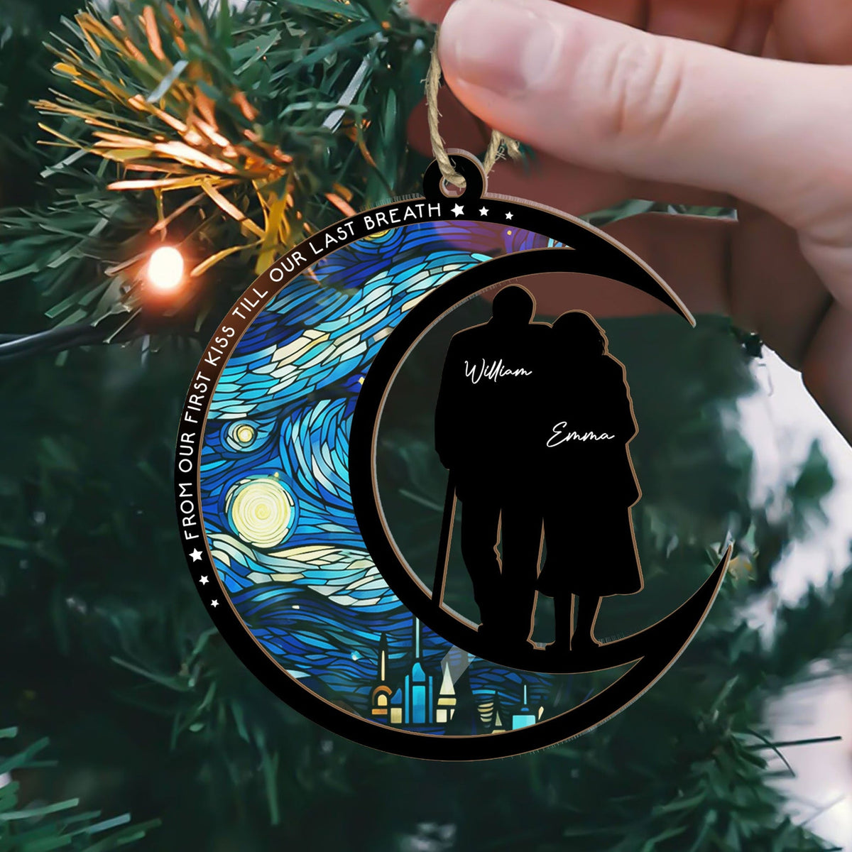 From Our First Kiss Till Our Last Breath - Personalized Suncatcher Ornament - Gift For Couple