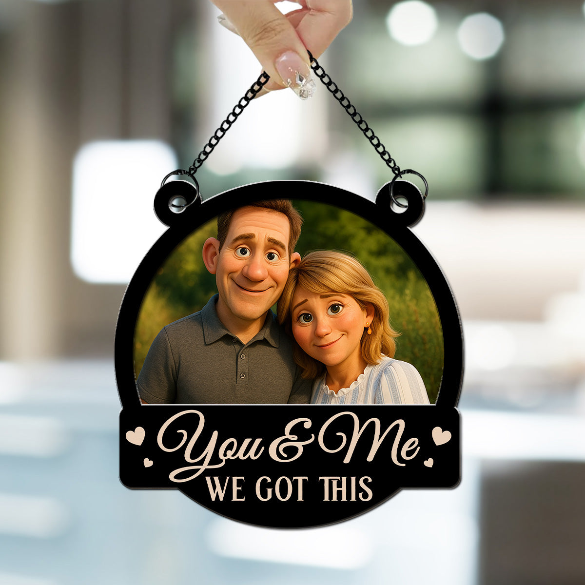 You & Me We Got This Cartoonized Your Photo - Personalized Suncatcher Ornament - Gift For Couple