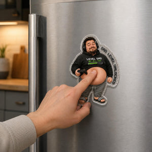 Custom Dad Face Squishy Magnet, Personalized Poke Belly Photo Fridge Magnet, Funny Fathers Day 2026 Gift For Husband Gag Gift, Kitchen Decor
