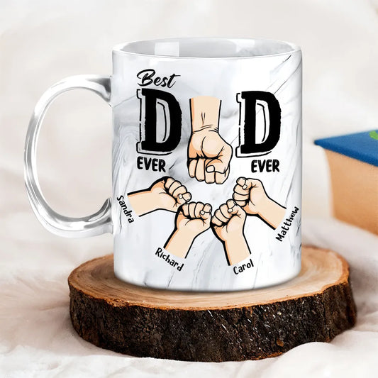 Best Dad Ever Ever Ever - Personalized Marble Mug - Gift For Dad, Papa, Father's Day Gift