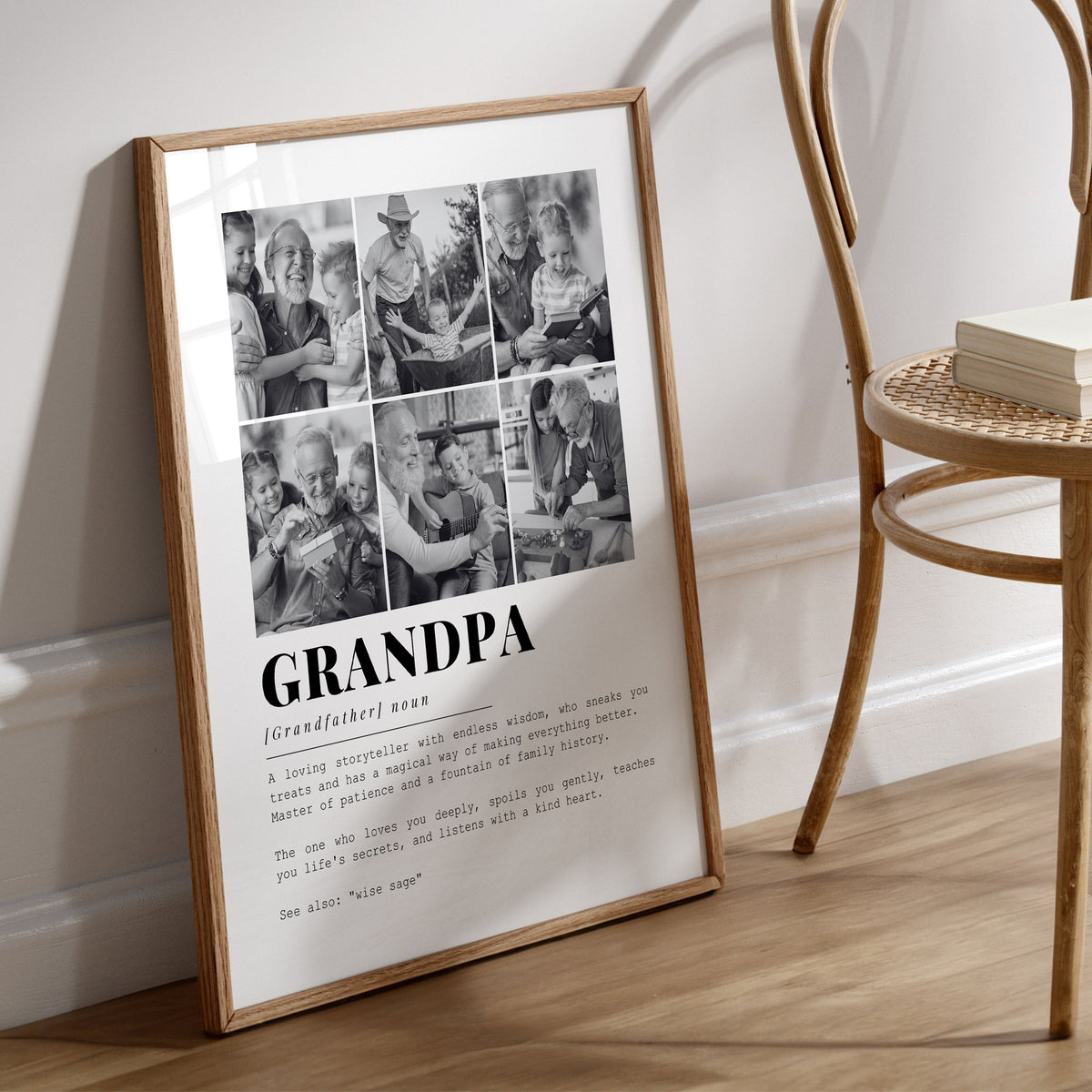 Grandpa Definition Custom Photo Collage - Personalized Canvas - Father's Day Gift, Grandfather Wall Art Decor